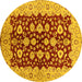 Round Oriental Yellow Traditional Rug, urb704yw