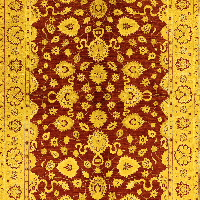 Machine Washable Oriental Yellow Traditional Rug, wshurb704yw