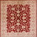 Square Mid-Century Modern Pastel Orange Oriental Rug, urb704