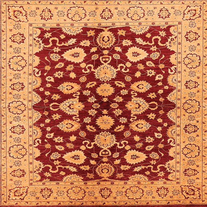 Square Oriental Orange Traditional Rug, urb704org
