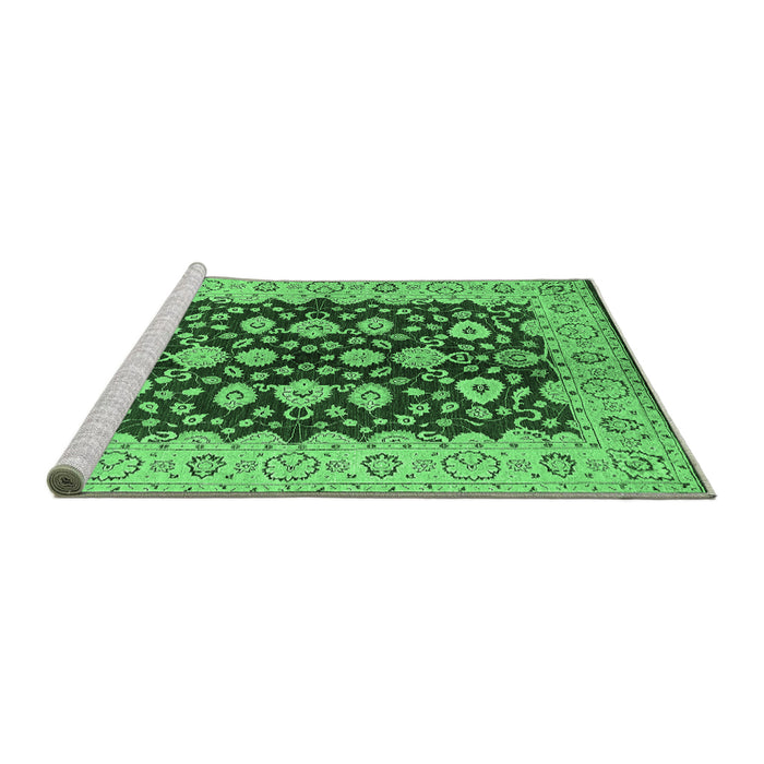 Sideview of Machine Washable Oriental Emerald Green Traditional Area Rugs, wshurb704emgrn