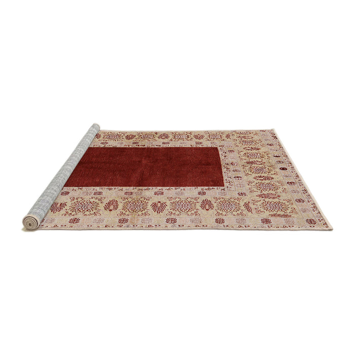 Sideview of Machine Washable Industrial Modern Red Rug, wshurb705