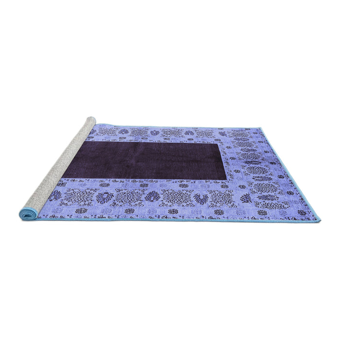Sideview of Machine Washable Oriental Blue Traditional Rug, wshurb705blu
