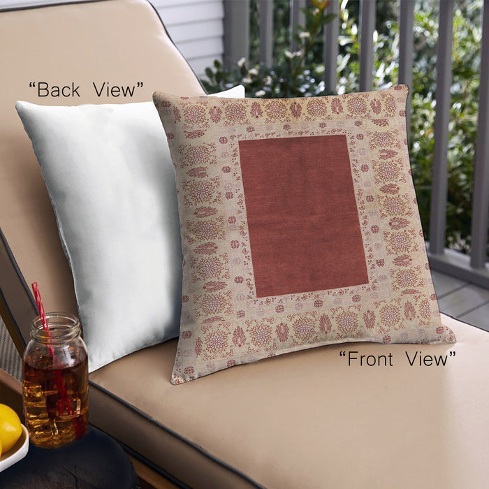 Front View of Mid-Century Modern Urban Square Red Throw Pillow, 18 inch by 18 inch, pwurb705