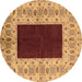 Round Machine Washable Oriental Brown Traditional Rug, wshurb705brn