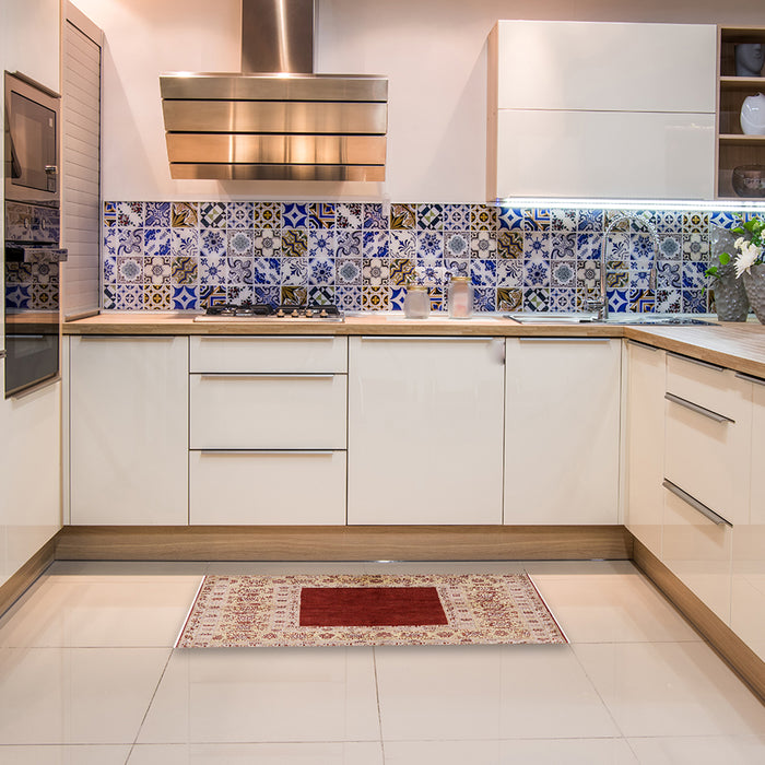 Mid-Century Modern Red Oriental Rug in a Kitchen, urb705