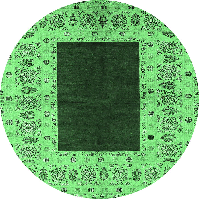 Round Oriental Emerald Green Traditional Rug, urb705emgrn