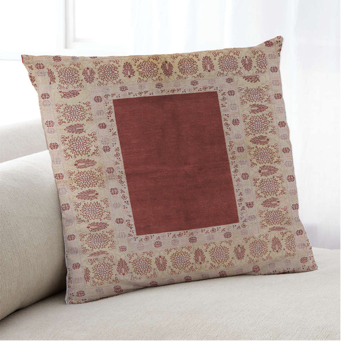 Lifestyle Image of Mid-Century Modern Urban Square Red Throw Pillow, 18 inch by 18 inch, pwurb705