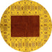 Round Oriental Yellow Traditional Rug, urb705yw