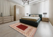 Mid-Century Modern Red Oriental Rug in a Bedroom, urb705
