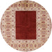 Round Mid-Century Modern Red Oriental Rug, urb705