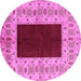 Round Oriental Pink Traditional Rug, urb705pnk