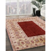 Mid-Century Modern Red Oriental Rug in Family Room, urb705