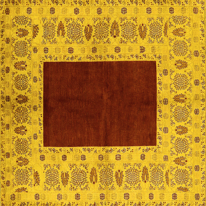 Square Oriental Yellow Traditional Rug, urb705yw