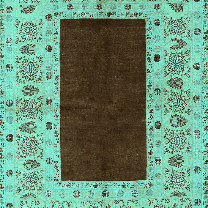 Machine Washable Oriental Turquoise Traditional Area Rugs, wshurb705turq