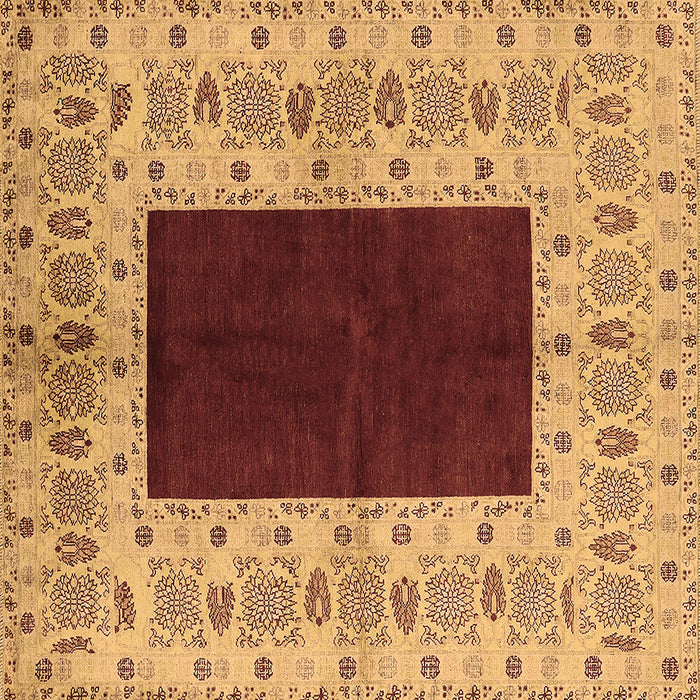 Square Oriental Brown Traditional Rug, urb705brn