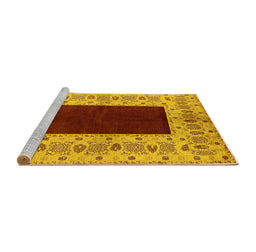 Sideview of Machine Washable Oriental Yellow Traditional Rug, wshurb705yw