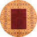 Round Machine Washable Oriental Orange Traditional Area Rugs, wshurb705org