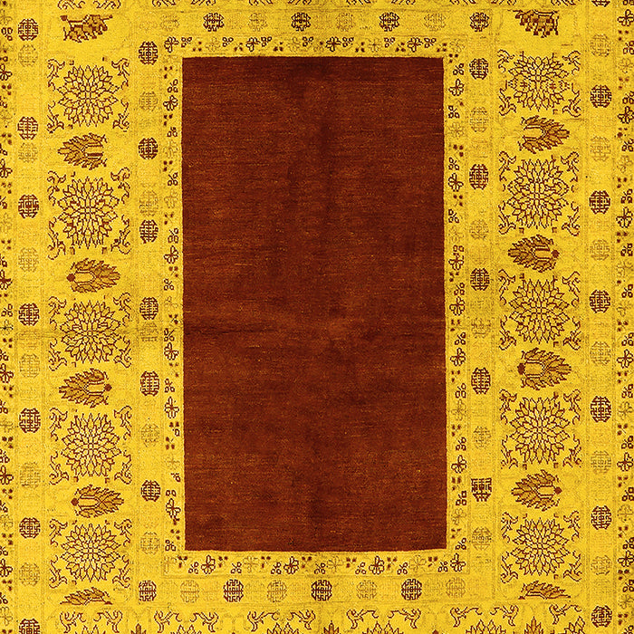 Machine Washable Oriental Yellow Traditional Rug, wshurb705yw