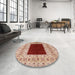Round Machine Washable Industrial Modern Red Rug in a Office, wshurb705