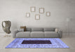 Machine Washable Oriental Blue Traditional Rug in a Living Room, wshurb705blu