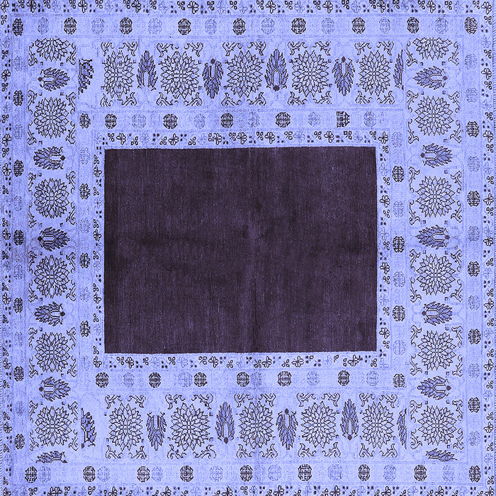 Square Machine Washable Oriental Blue Traditional Rug, wshurb705blu