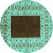 Round Oriental Turquoise Traditional Rug, urb705turq
