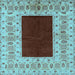 Square Machine Washable Oriental Light Blue Traditional Rug, wshurb705lblu