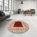 Round Mid-Century Modern Red Oriental Rug in a Office, urb705