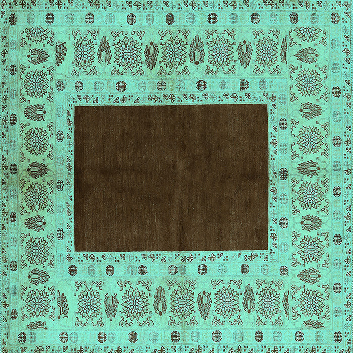 Square Oriental Turquoise Traditional Rug, urb705turq
