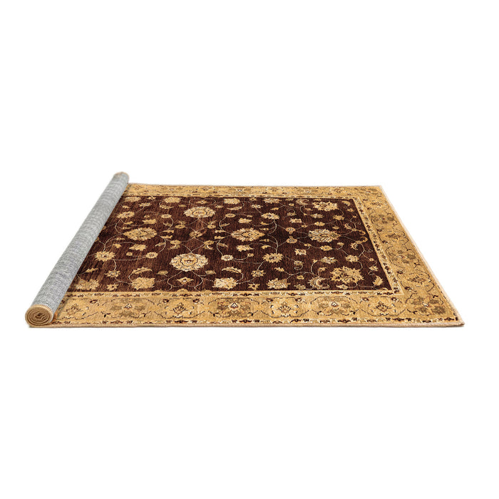 Sideview of Machine Washable Oriental Brown Traditional Rug, wshurb706brn
