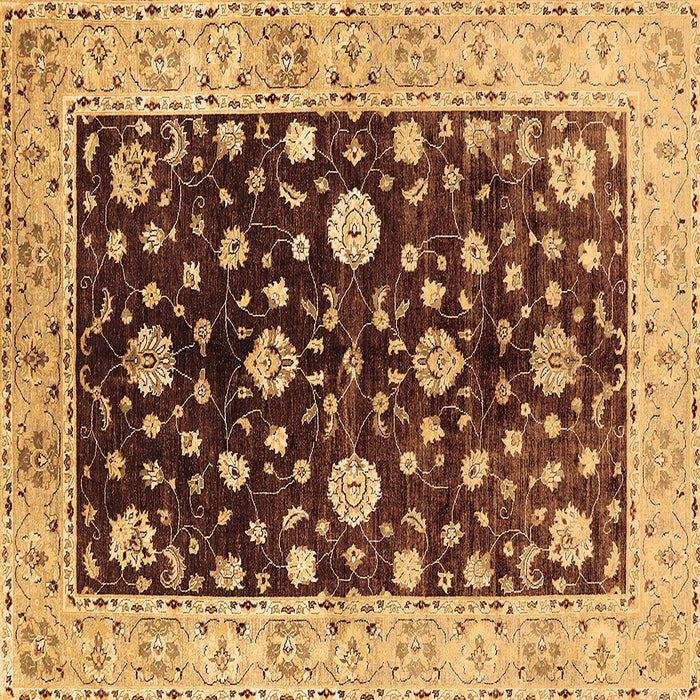 Square Oriental Brown Traditional Rug, urb706brn