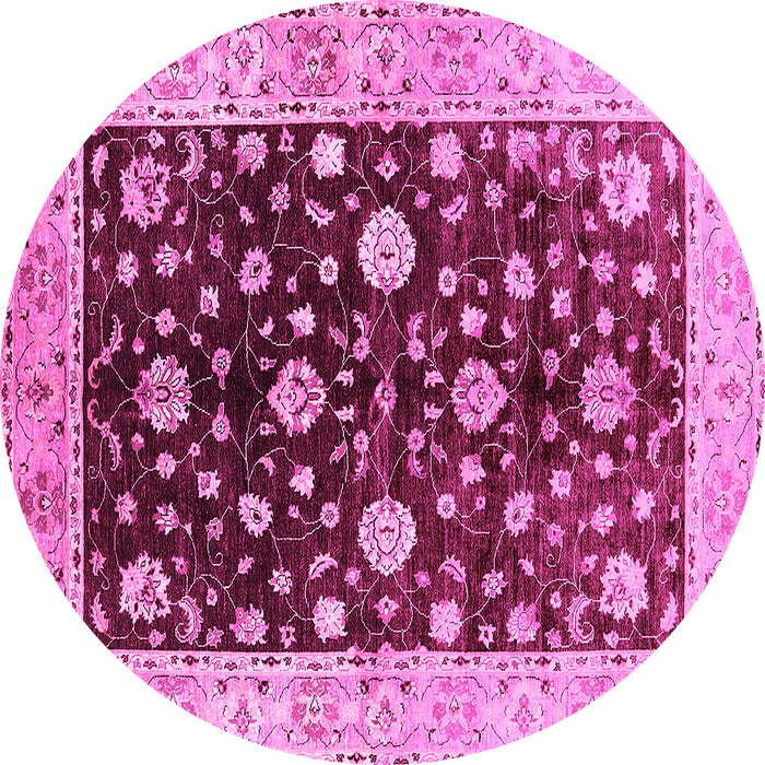 Round Oriental Pink Traditional Rug, urb706pnk