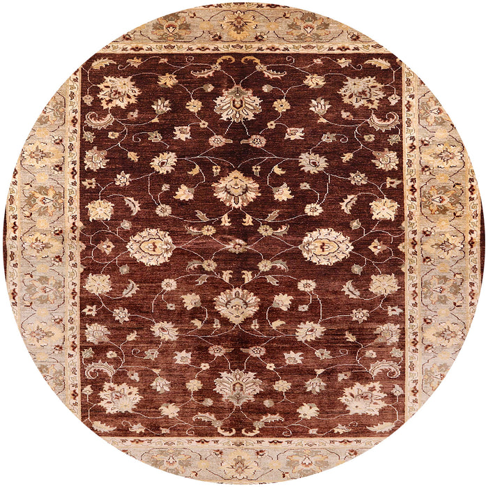 Round Mid-Century Modern Red Oriental Rug, urb706
