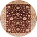 Round Mid-Century Modern Red Oriental Rug, urb706