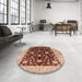 Round Mid-Century Modern Red Oriental Rug in a Office, urb706