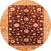 Round Machine Washable Oriental Orange Traditional Area Rugs, wshurb706org