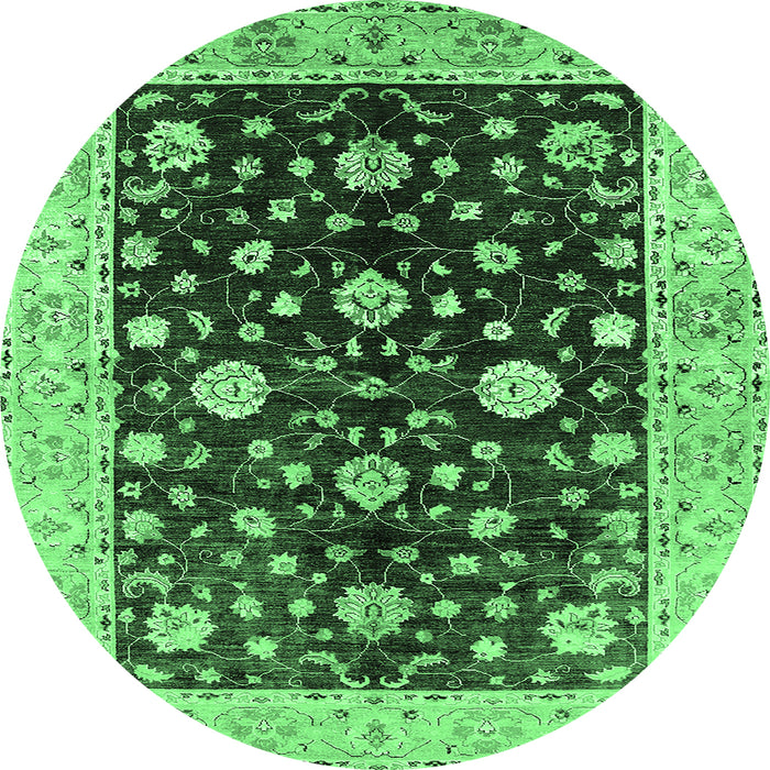 Round Oriental Emerald Green Traditional Rug, urb706emgrn