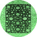 Round Oriental Emerald Green Traditional Rug, urb706emgrn