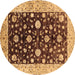 Round Oriental Brown Traditional Rug, urb706brn