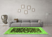 Machine Washable Oriental Green Traditional Area Rugs in a Living Room,, wshurb706grn