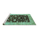 Sideview of Machine Washable Oriental Turquoise Traditional Area Rugs, wshurb706turq
