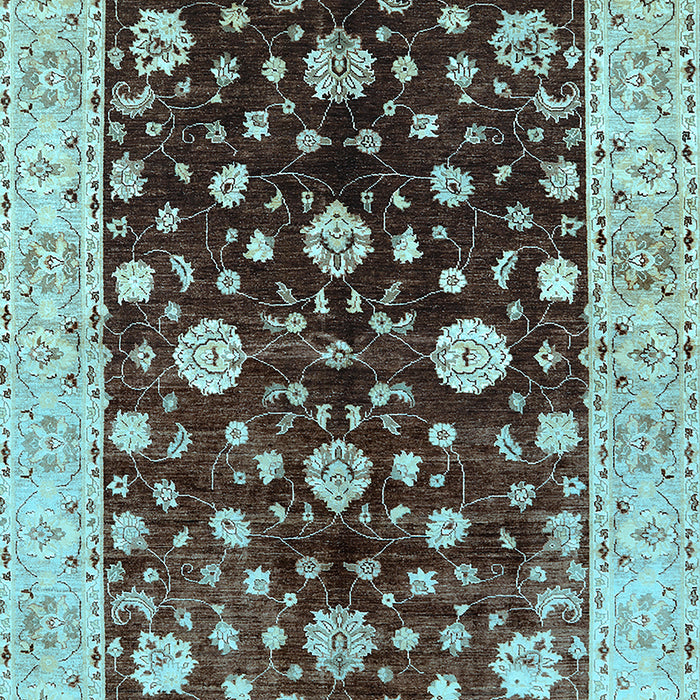 Machine Washable Oriental Light Blue Traditional Rug, wshurb706lblu
