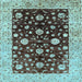 Square Oriental Light Blue Traditional Rug, urb706lblu