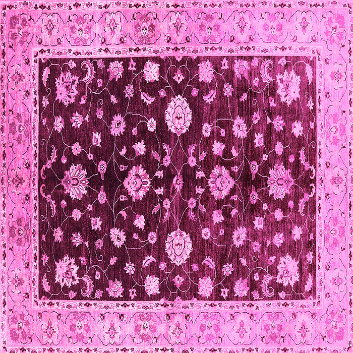 Square Machine Washable Oriental Pink Traditional Rug, wshurb706pnk