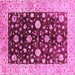 Square Machine Washable Oriental Pink Traditional Rug, wshurb706pnk