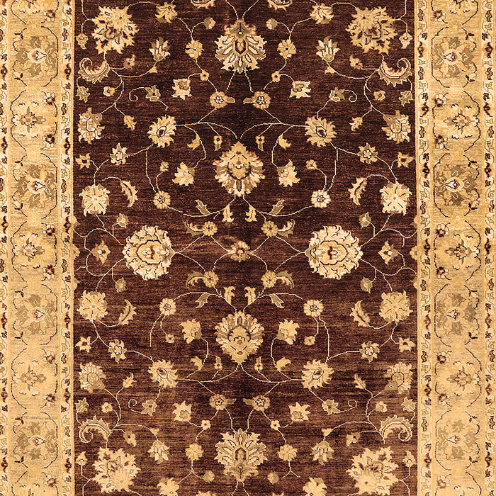 Machine Washable Oriental Brown Traditional Rug, wshurb706brn
