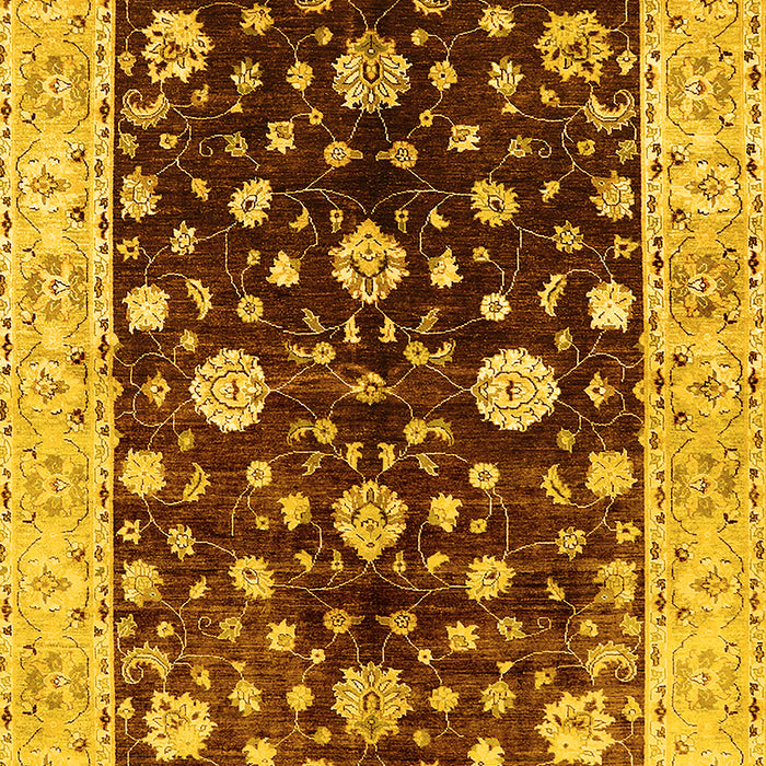 Machine Washable Oriental Yellow Traditional Rug, wshurb706yw