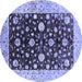 Round Oriental Blue Traditional Rug, urb706blu