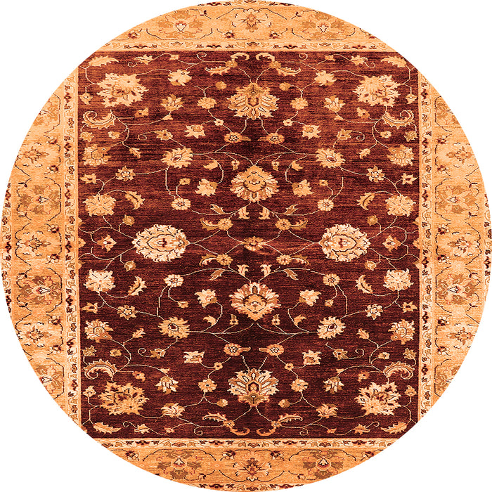 Round Oriental Orange Traditional Rug, urb706org